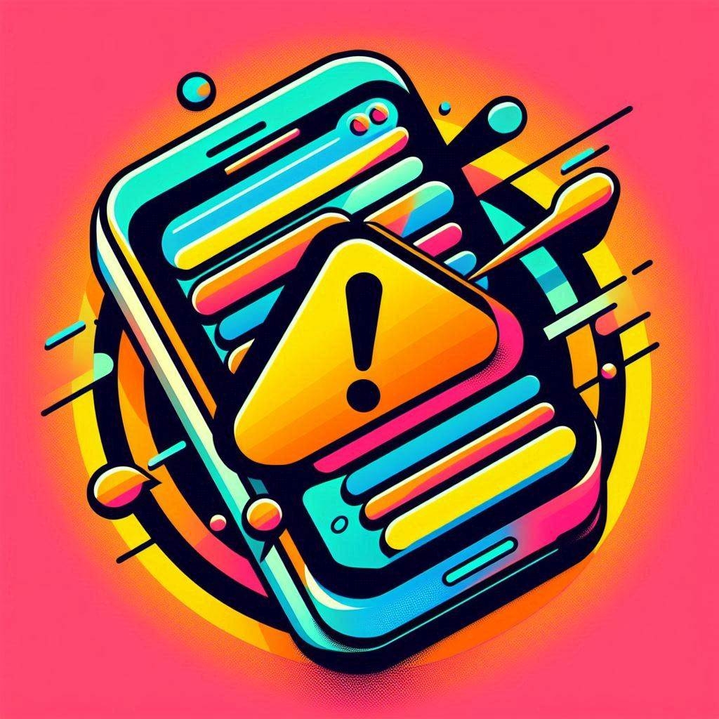 A smartphone displaying a USPS scam text message with a warning sign.