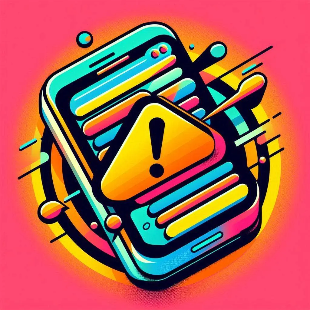 A text message with a warning icon next to it.