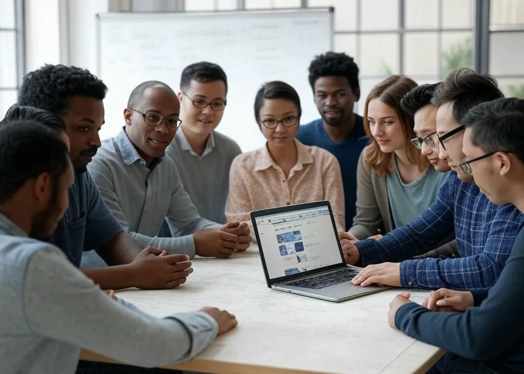 A community gathering in a conference room